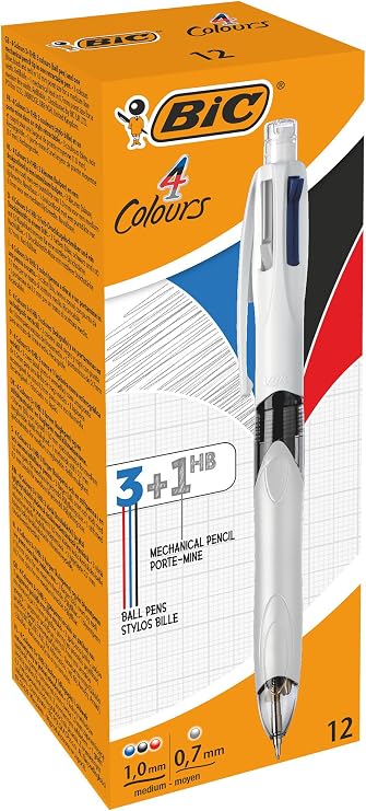 Bic 4 Colour Multifunction Black/Blue/Red/Pencil PK12