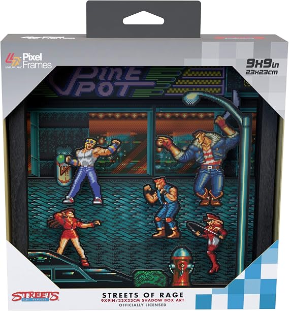 Pixel Frames: Streets of Rage - 3D Shadow Box - Framed Decor for Wall, Home, Shelf Display, Game Poster Art Collectibles, Boys Girls Teen Gaming Room Decoration