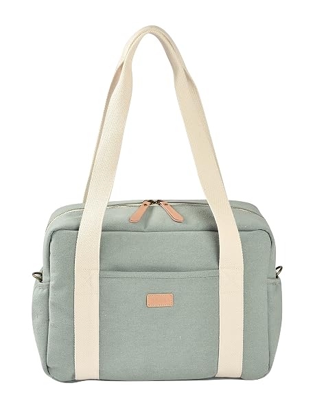 BÉABA Baby Changing Bag Multiple Compartments 10 Pockets Zip Trolley Case Shoulder Strap Isothermal Bag Changing Mat Water-Repellent Capacity 16L Paris Bag Green
