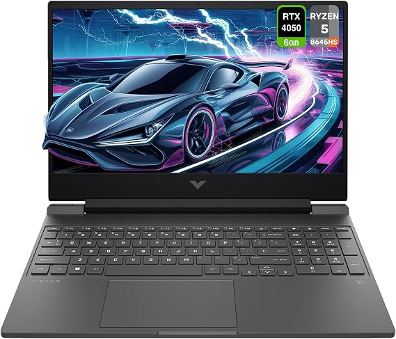 HP Victus Gaming Laptop, AMD Ryzen 5 8645HS, 8 GB DDR5 RAM, 1 TB PCIe SSD, 15.6" FHD (1920x1080) 144Hz Display, Nvidia G-Force RTX 4050, Backlit Numeric Keyboard, W11 Home, Mica Silver