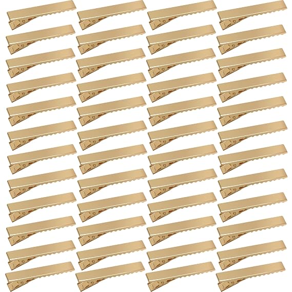 DED 50 PCS 1.77" Alligator Clips Hair Pins Gold Metal Curl Clips for Women
