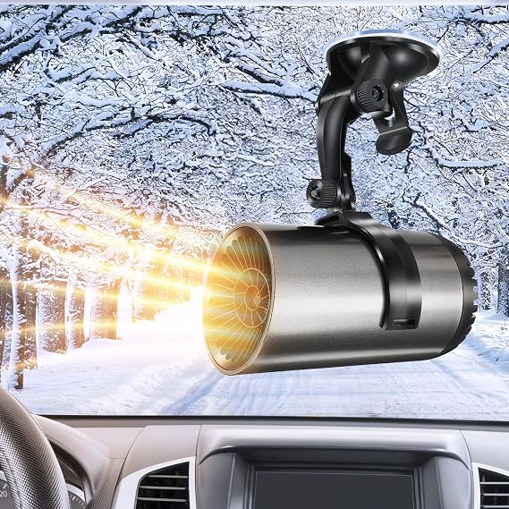 Car Heater, Windshield Defogger and Defroster, 12V 150W Portable Car Heater, Fast Heating and Cooling Car Heater, Plug-in Car Heaters (Black)