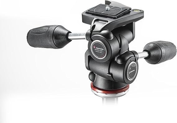 Manfrotto MH804-3W, MK II 3 Way Head in Adapto w/Retractable Levers, Independent Axis Control, Ergonomic Rubber Handle, for DSLR, CSC, Mirrorless