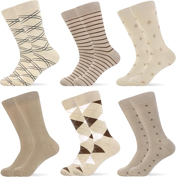 WeciBor Men's Elegant Patterned Design Dress Cotton Crew Socks