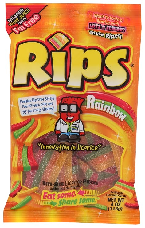 Rips Rainbow Bite Size Sugar Candy, 4 Ounce bag