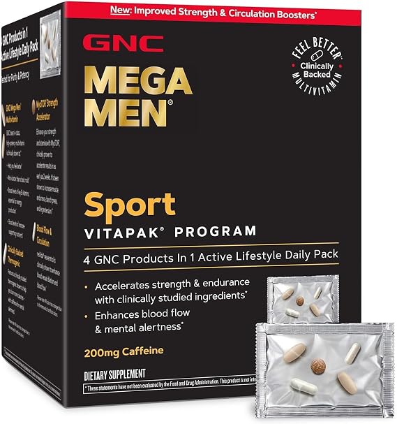 GNC Mega Men Sport Vitapak Program V2, 30 Count, 30 Servings