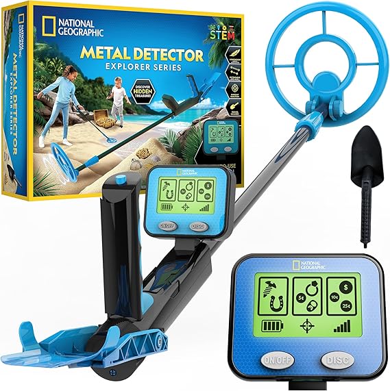 NATIONAL GEOGRAPHIC Metal Detector for Kids - 7.4" Waterproof Metal Detector Coil, Lightweight Gold Detector with Pinpoint Function & LCD Display, Beach Metal Detector | 7.4-Inch Waterproof Coil, LCD Display, Adjustable Sensitivity, Pinpoint Mode, Detects Up to 6 Inches Deep, Beach Treasure Toy