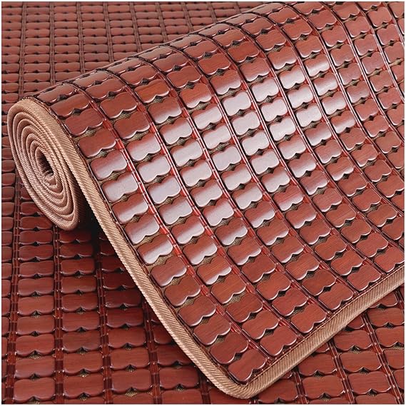 Summer Sleeping Mat Bamboo Smooth Surface Mahjong Bamboo Mat Home Foldable Quick Cooling Textile Bamboo Mat Double Ribs and Double Lines for Living Bedroom Floor(Brown,90x90cm/35x35in)
