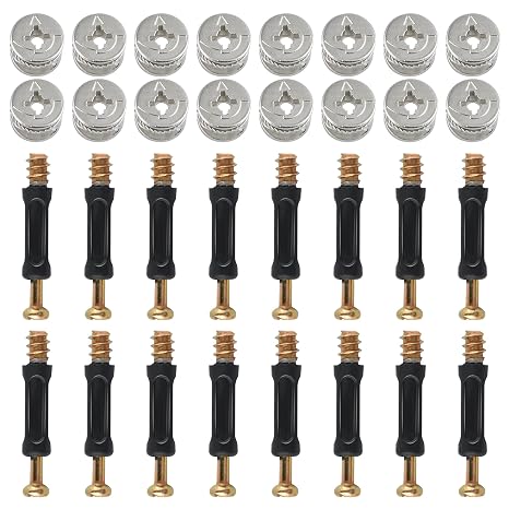 50 Sets Cam Lock Nuts and Cam Screws, Furniture Connector Bolts, Furniture Connecting Cam Lock Fittings with Dowel, Furniture Cam Lock Fasteners for Wardrobe and Cabinet