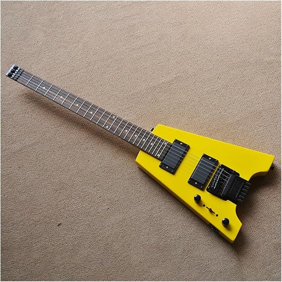 Left Handed Yellow 39 Inches 24 Frets Headless Electric Guitar With Rosewood Fretboard Headless Electric Guitar Kit