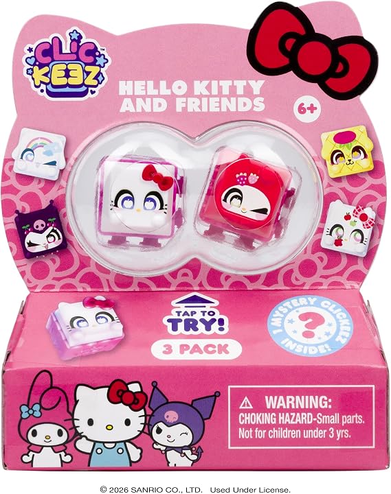 Clickeez Series 1 Hello Kitty & Friends 3-Pack | 3 Collectible Character Keyboard Keys Click and Clack | Create Your Own Keychain | Ages 6+
