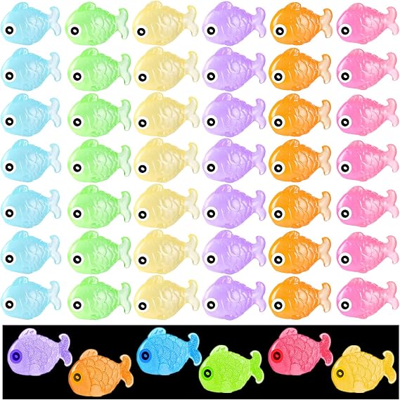 96Pcs Luminous Mini Resin Fish Figurines