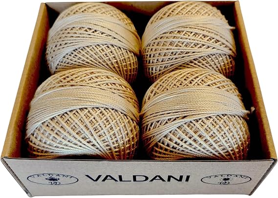Valdani Crochet Cotton Sz 3 | 6 Natural Solid | Box of 4 | 140 Yds/Ball