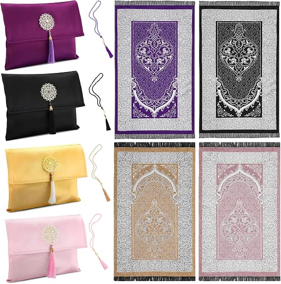 Mindsoft 4 Pack Muslim Prayer Rug Portable Travel Mat Pouch,Classic Color