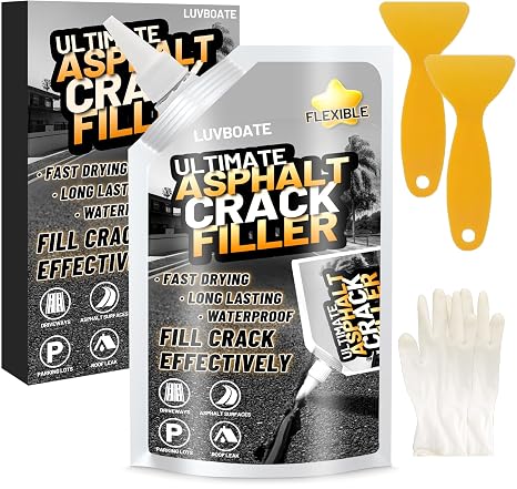 Asphalt Crack Filler, 1.5LB Waterproof Self Leveling Driveway Crack Filler | Waterproof Repair Sealant for Driveways, Walkways, Road, Blacktop Concrete Joint, Indoor and Outdoor - Black
