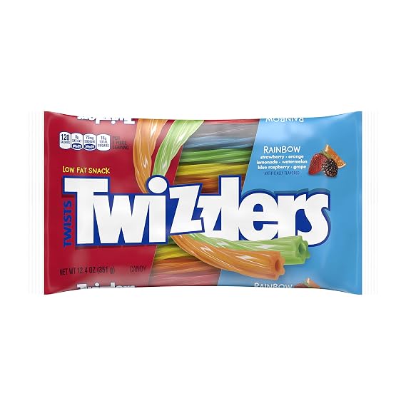 TWIZZLERS Twists Rainbow Flavored Licorice Style, Chewy Candy Bag, 12.4 oz