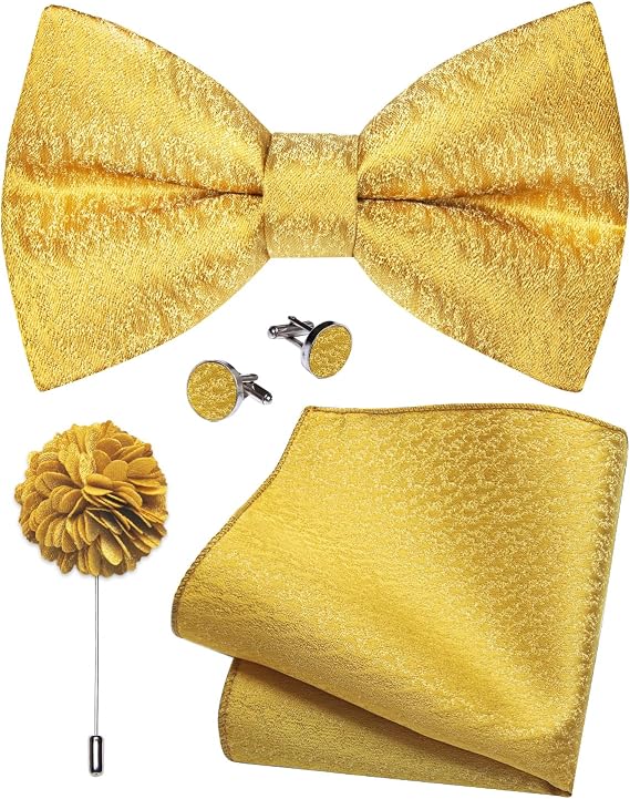 YourTies Solid Pretied Bow Ties for Men Silk Adjustable Bowtie Set Classic