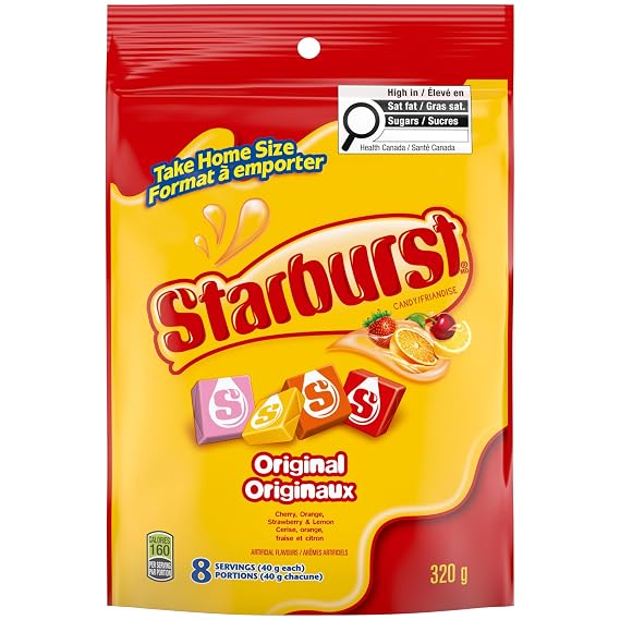 Starburst Original Fruit Chews Candy, Stand Up Pouch, 320g/11.3oz, (Imported from Canada)