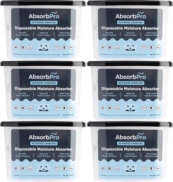 Absorb Pro Charcoal Moisture Absorber Tub 10.5 oz, 6-Pack
