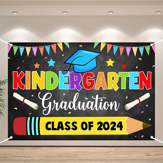 Kindergarten Graduation Backdrop for Kids Preschool School Prom Party Banner Class of 2024 Congrats Grad Congratulations Background Decoration 70.8x47.2in-BECKTEN