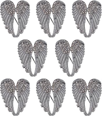 Angel Wing Brooch Pin, 4Pcs Women Rhinestone Inlaid Brooch Pin Vintage Elegant Unique Brooches for Banquet Wedding Daily Jewelry Supplies