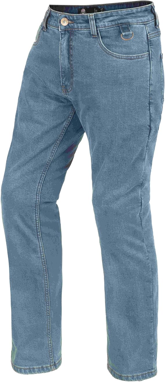 WICKEDSTOCK-Mens Motorcycle Jeans-CE Level 2 Armor-Biker Pants Blue Denim-Aramid Lined-Protective Motorcycle Pants