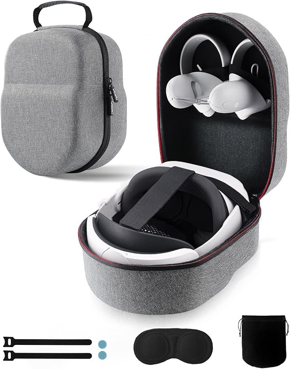 VORI Case for Meta Quest 3/3S/2 & Vision Pro/Pico 4, Elite Strap & Battery Head Strap, with Lens Protector, Portable Hard Carrying Case
