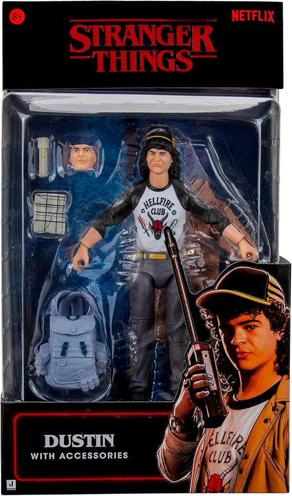 Stranger Things Dustin Henderson Baş Aşağı Koleksiyoncu Figürü - 15 cm Yumuşak İyi Giysiler ve Benzersiz Aksesuarlarla Son Derece Detaylı Figür
