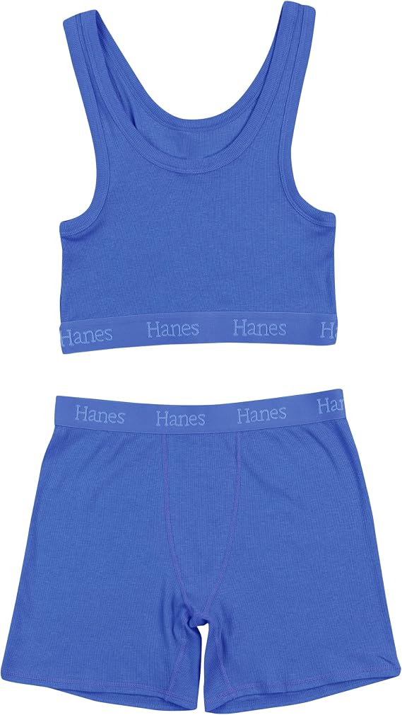 Hanes Women's Originals 2-piece Lounge Set, Comfywear Supersoft Crop Top & Boxer Shorts Loungewear Set