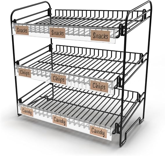 3 Tier Candy Display Rack, Chip Display for Snack Vendors, Concession Stand | Retail Display for Food Trucks & Storefronts