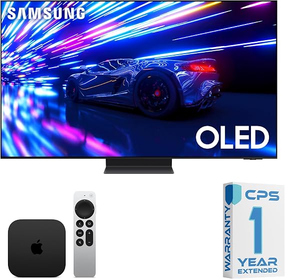 Samsung 77-inch S95D QN77S95DAFXZA OLED Smart TV Bundle with 64GB AppleTV and 1 Year Extended Plan