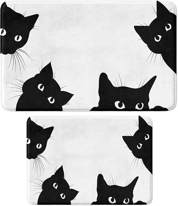 Cute Design Microfiber Set of 2 Bath Mat, Anti-Slip Base, Machine Washable (40x60_50x80)