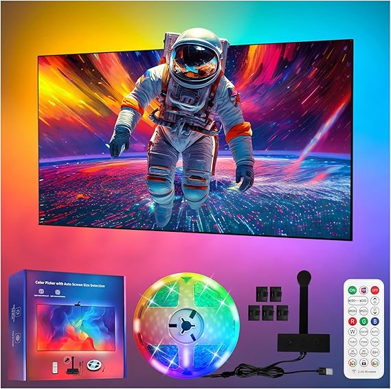 TV Backlight with Camera Sync for 55-65 Inch TV, 90 LEDs/m RGBIC, 3.8m [Energy Class A]