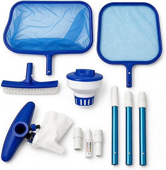 FibroPool Pool Kit - Telescoping Pole Set - 7-Piece - Steel