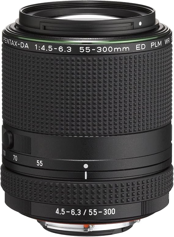 HD PENTAX-DA 55-300mmF4.5-6.3ED PLM WR RE Telephoto zoom lens High-speed and Quiet AF operation Weather-resistant construction Minimum focusing distance of 0.95 meters Compact and light weight