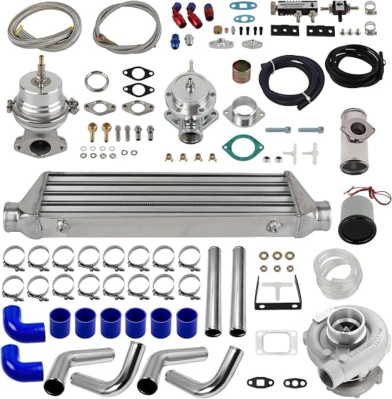 10Pcs Universal T04E T3 T4 Turbo Kit 400HP w/Wastegate + Oil Feed/Return Line Kit