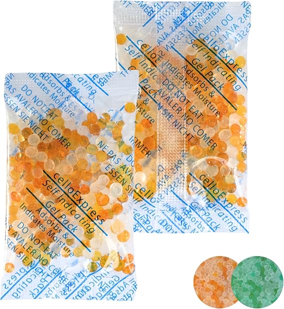 celloexpress Pack of 10 5g Self Indicating Silica Gel Desiccant Sachets - Orange Absorb Anti Moisture Damp - Total Gel Weight 50g (SI 5g, 10)