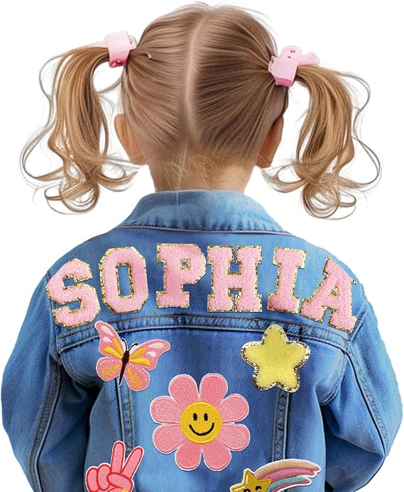 Personalized Kids Denim Jacket with Name, Custom Girl Jean Jacket
