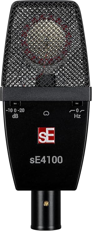SE ELECTRONICS sE4100 Large Diaphragm Condenser Microphone with 1" Gold Sputtered Capsule, Cardioid Pickup Pattern, Pads & Low-Cut Filters & Shockmount - Professional Studio Recording Microphone