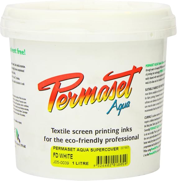 Permaset Aqua Fabric Supercover Screenprinting Inks - First Down White - 1 Liter