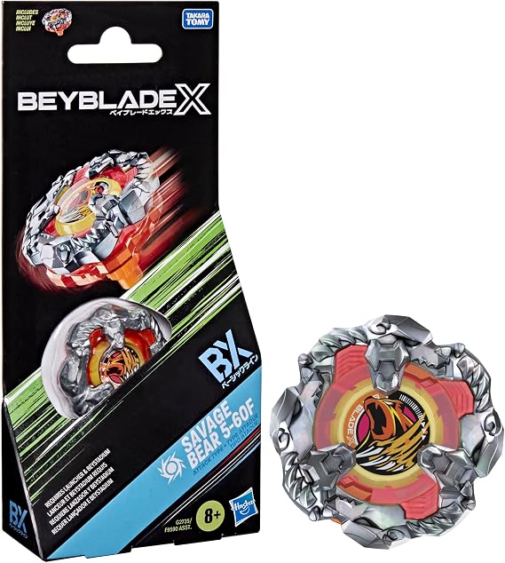 Beyblade X Savage Bear 5-60F BX Booster Pack Set with Takara Tomy Attack Type Top, Battling Tops Game Toys, Ages 8+