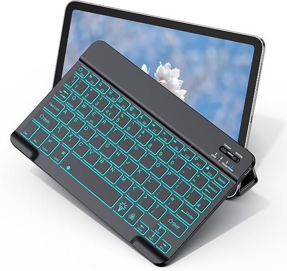 Ultra-Slim Wireless Bluetooth Backlit Keyboard UK Layout for iPad, Tablets