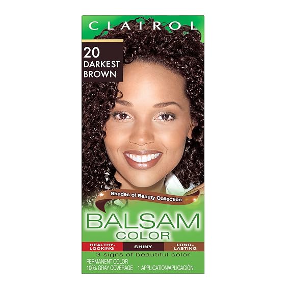 Clairol Balsam Permanent Hair Dye, 020 Darkest Brown | Pack of 1