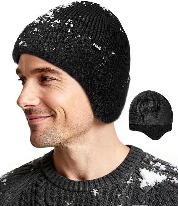 Zando Mens Winter Hat with Ear Flaps, Thermal Beanie