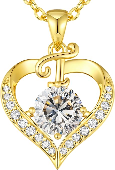 CDE S925 Silver Initial Love Heart Moissanite Necklace with 18K Gold Plated