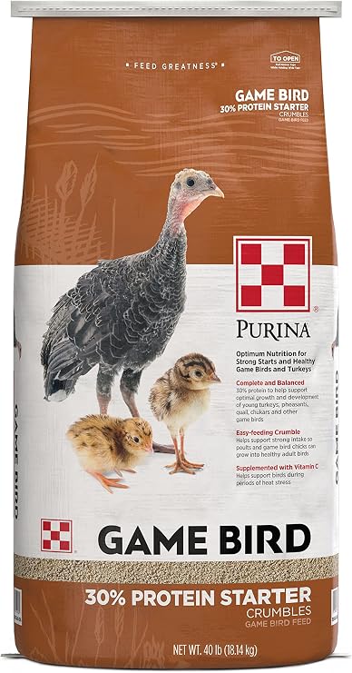 Purina | Game Bird + Turkey 30% Protein Starter Feed | 40 Pound (40 lb.) Bag