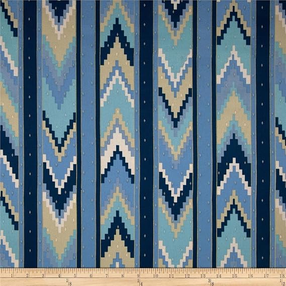 Discount Fabric Richloom Upholstery Drapery Marbella Bluestone Aztec Chevron MM2