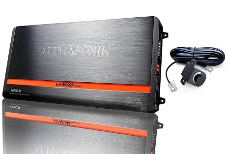 V1200.5 Venum Series 2400 Watts Max 5-Channel Car Amp with Power Plant Chip 4-Way Protection Circuitry Multi-Channel Bridgeable Class A/B Amp with Remote Bass Boost Control Knob Include