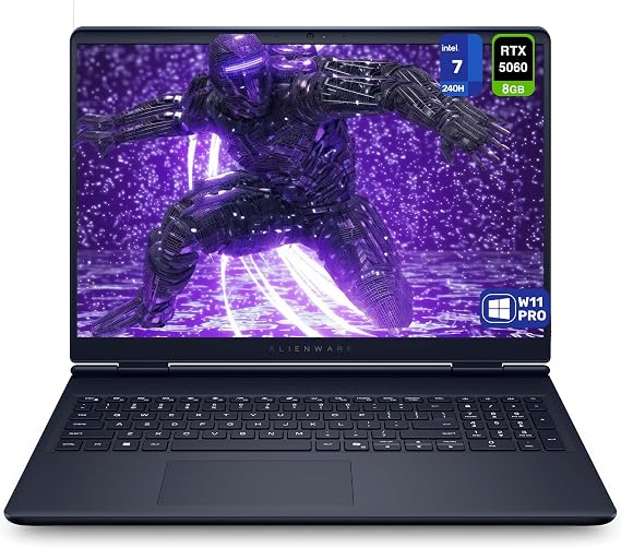 Dell Alienware 16 Aurora Gaming Laptop, Intel 7-240H, 64 GB DDR5 RAM, 4 TB PCIe SSD, 16" WQXGA (2560x1600) 120Hz Display, Nvidia G-Force RTX 5060, Backlit Keyboard, W11 Pro, Blue
