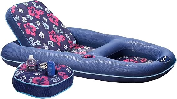 Aqua Campania Ultimate 2-in-1 Pool Float Lounge Extra Large Inflatable Pool Floats for Adults with Adjustable Backrest & Cupholder Caddy